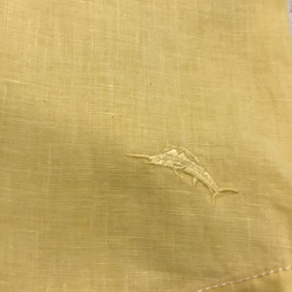Tommy Bahama Lemon Yellow 100% Linen Shirt - Picture 7 of 10